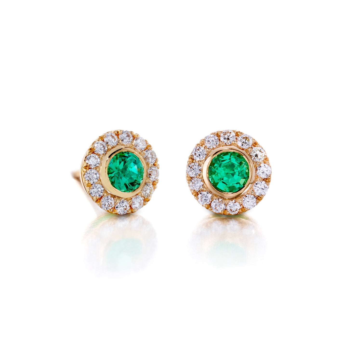 Emerald Halo Stud Earrings