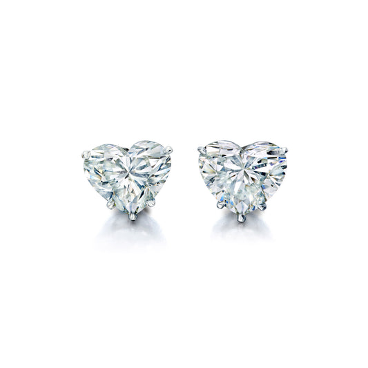 Heart-Shaped Diamond Stud Earrings