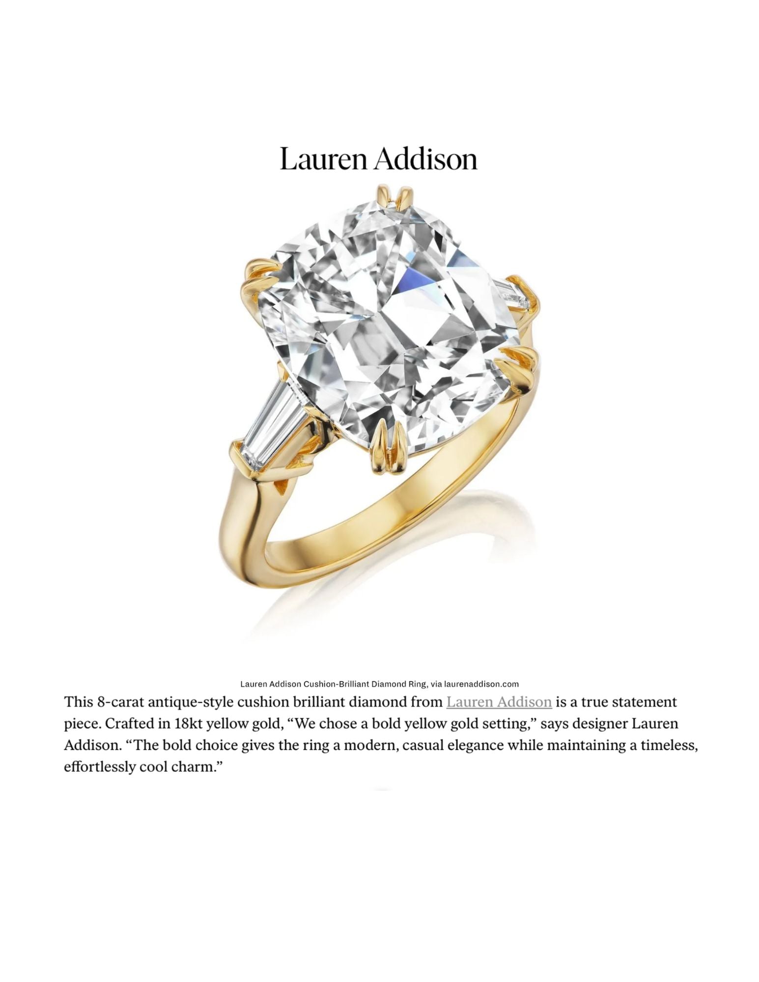 Natural Diamonds features Lauren Addison Cushion Brilliant Diamond Ring