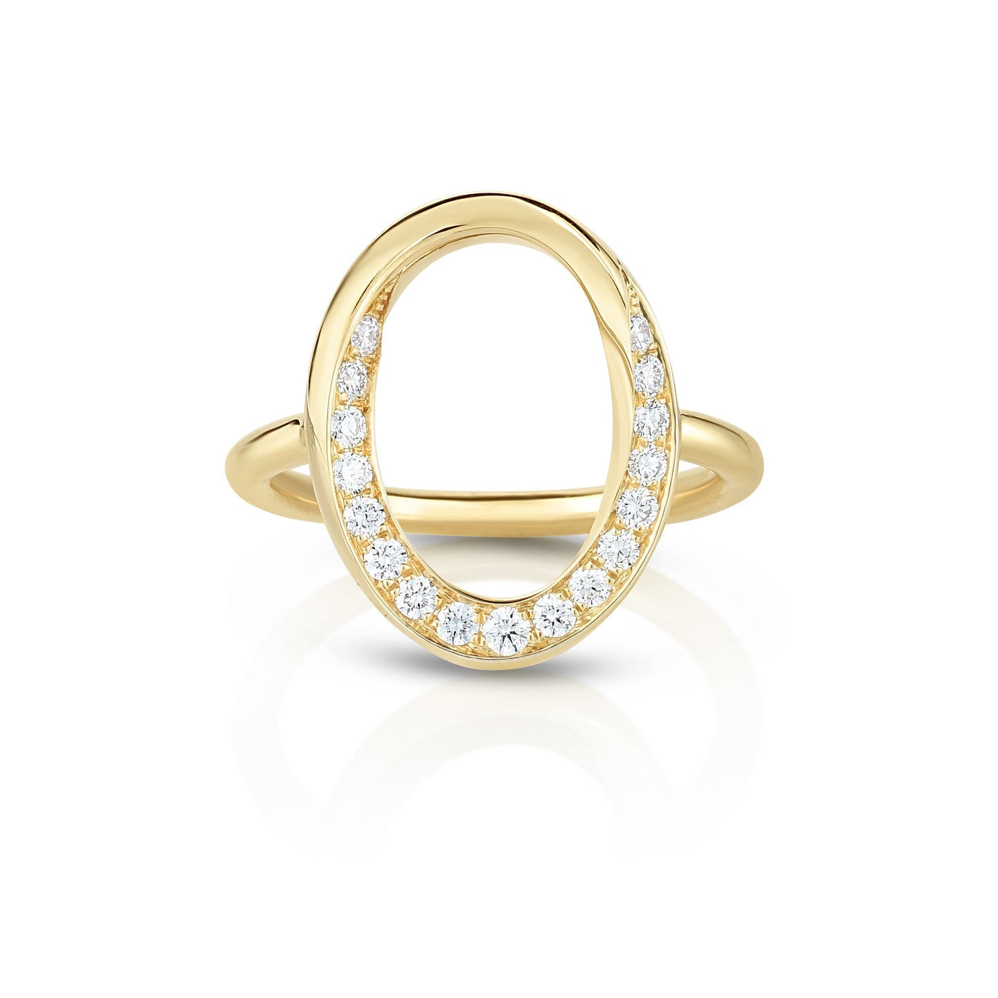 Single Link Ring with Pave Diamonds