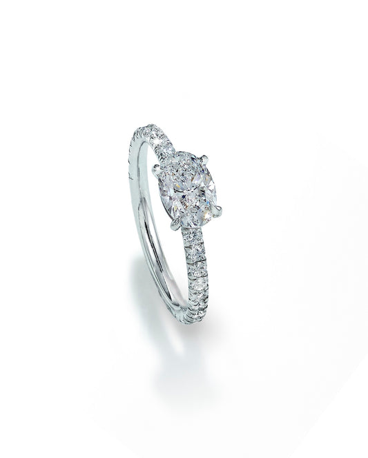 East-West Oval Diamond Ring