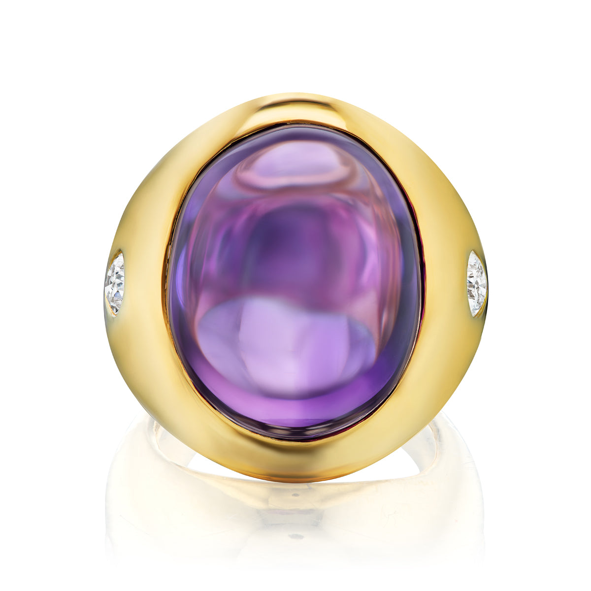 Cabochon Amethyst & Diamond Ring