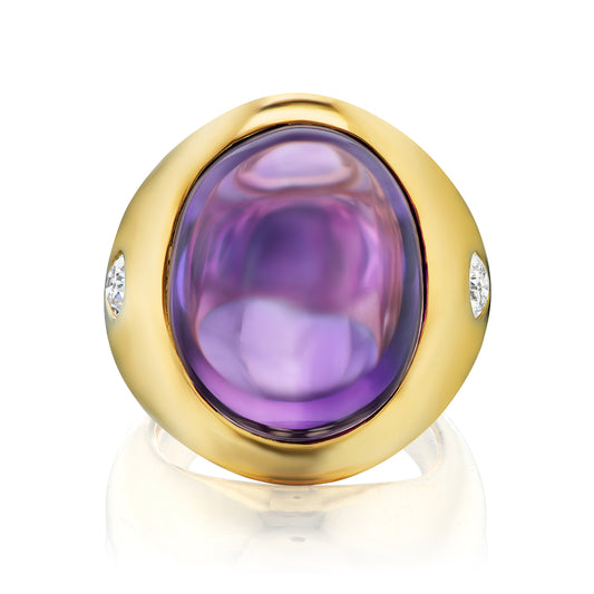 Cabochon Amethyst & Diamond Ring