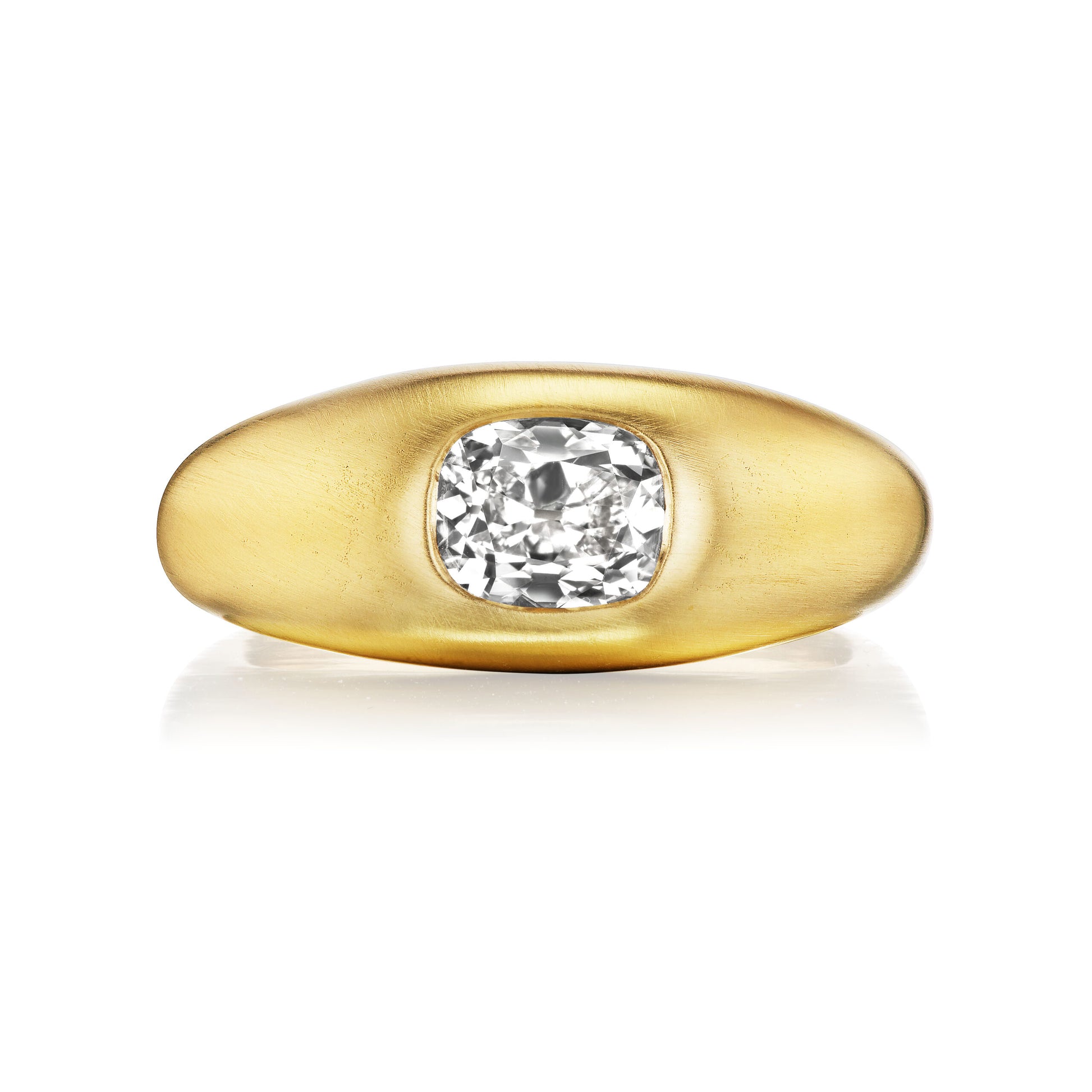 Old Mine Brilliant Diamond Gypsy Ring - front view - Lauren Addison Jewelry