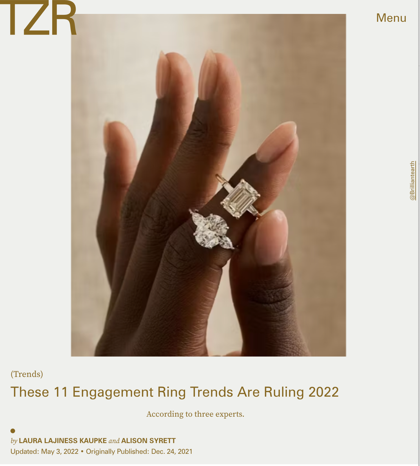 Engagement Ring Trends - Zoe Report 2022