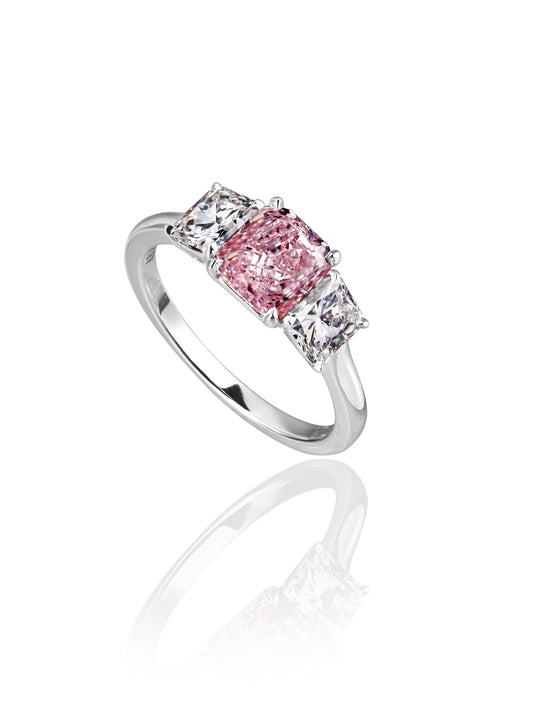 Vivid Pink & White Diamond Ring