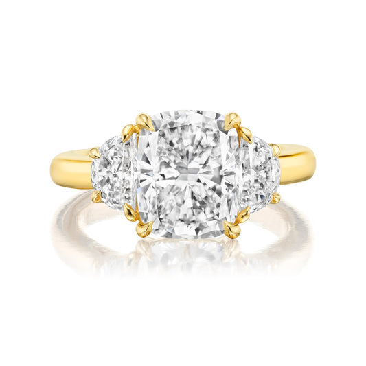 Cushion with Half Moon Diamond Details