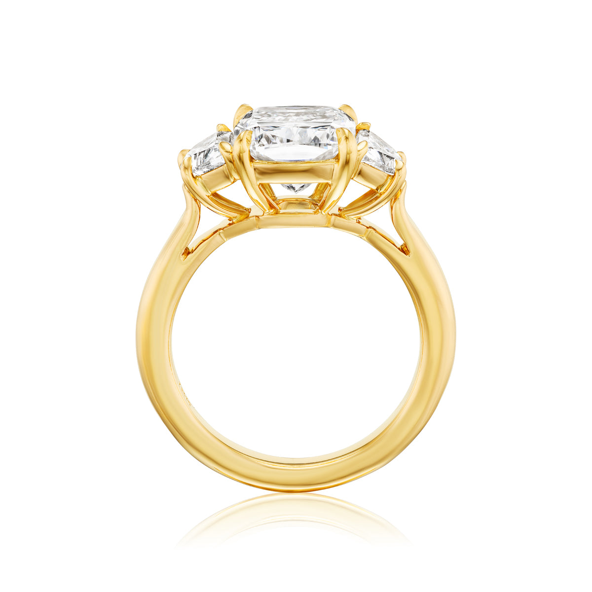 Cushion with Half Moon Diamond Details