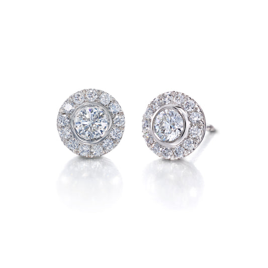 Diamond Halo Stud Earrings