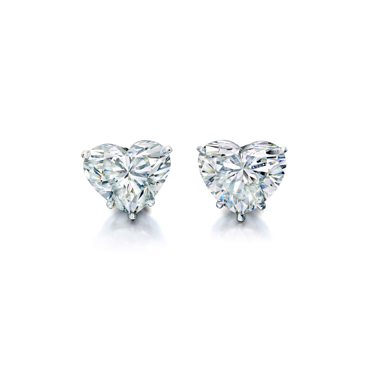 Heart-Shaped Diamond Stud Earrings