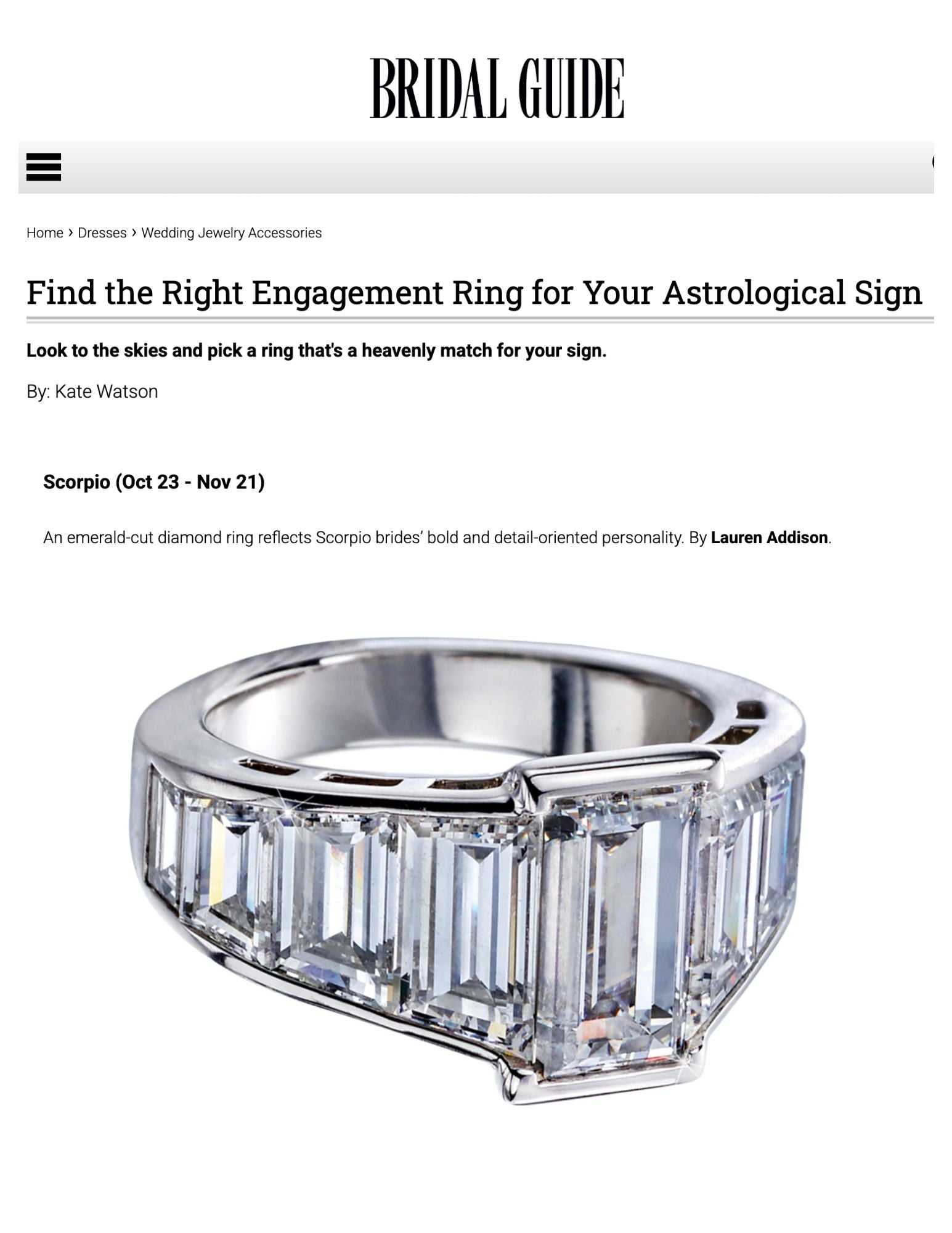 Lauren Addison Jewelry in Bridal Guide