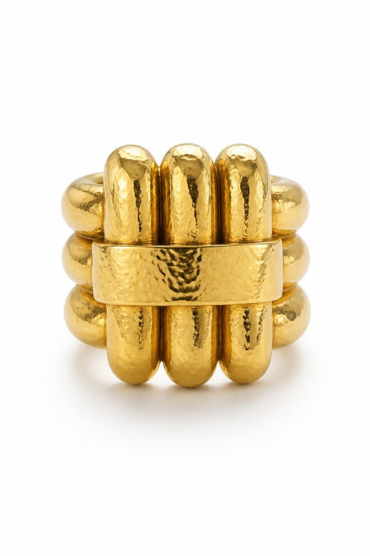 David Webb Hammered Gold Ring