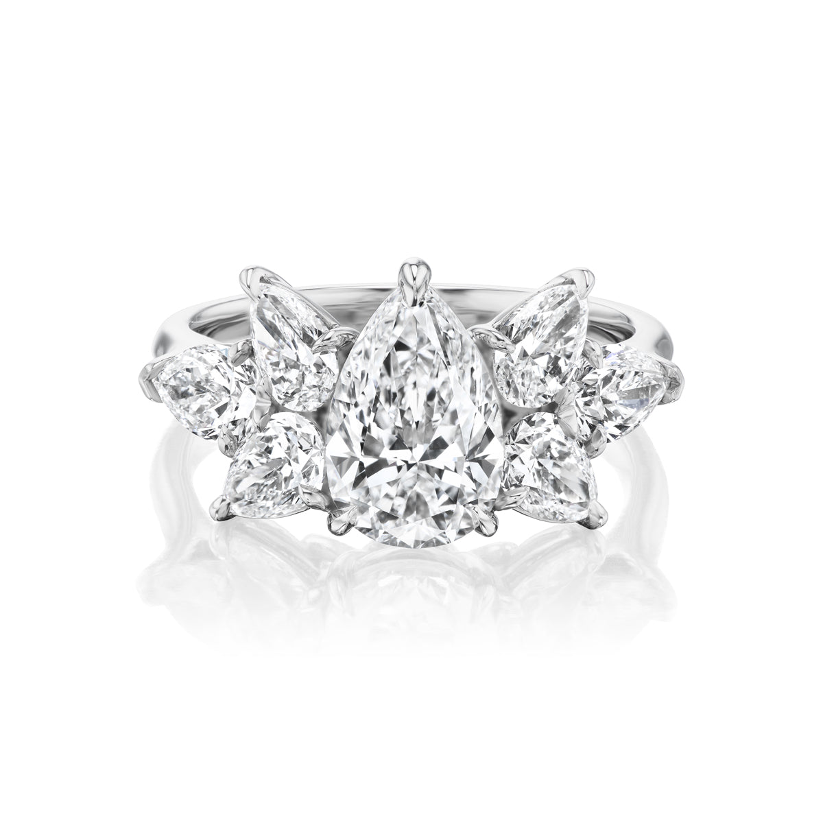 Pear-Shaped Diamond Cluster Ring