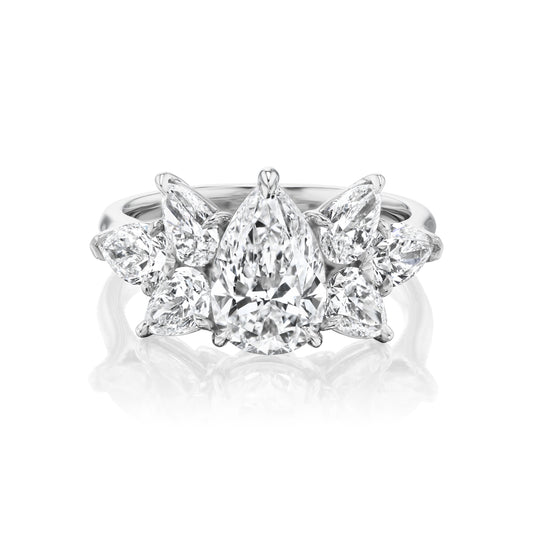Pear-Shaped Diamond Cluster Ring