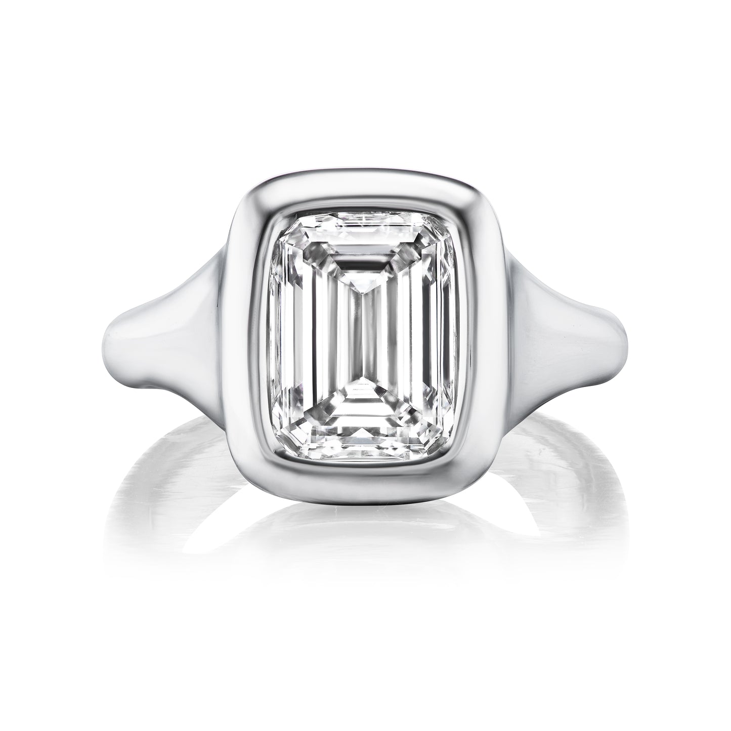 Emerald-Cut Platinum Bezel Ring