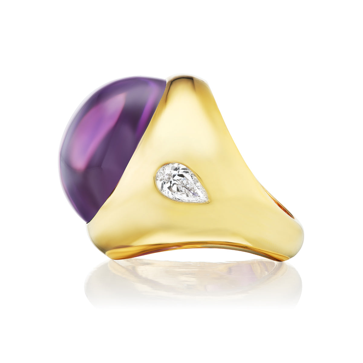 Cabochon Amethyst & Diamond Ring