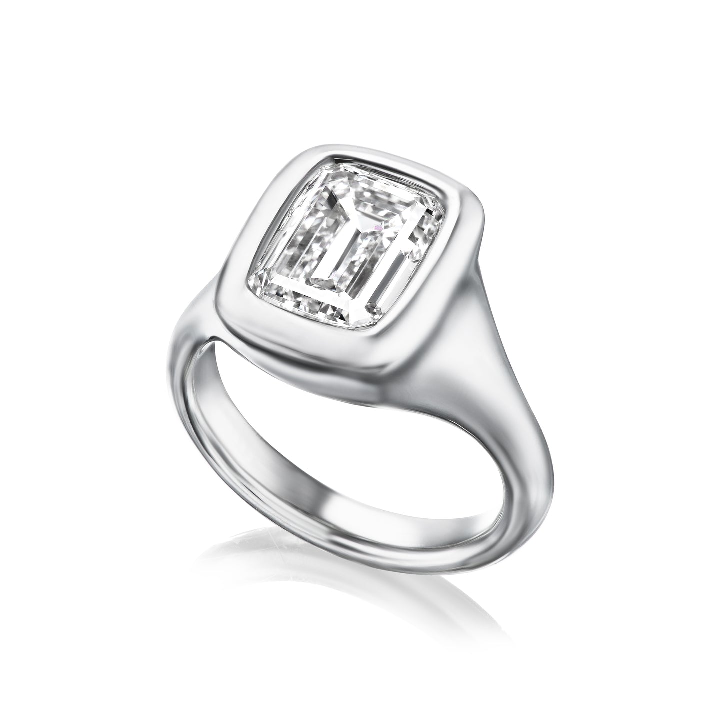 Emerald-Cut Platinum Bezel Ring