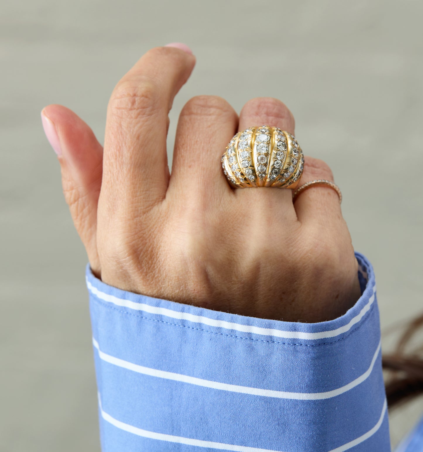 Fluted Bombe Diamond Ring