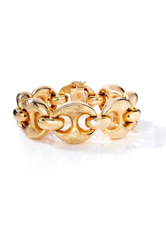 Puffed Mariner Link Gold Bracelet