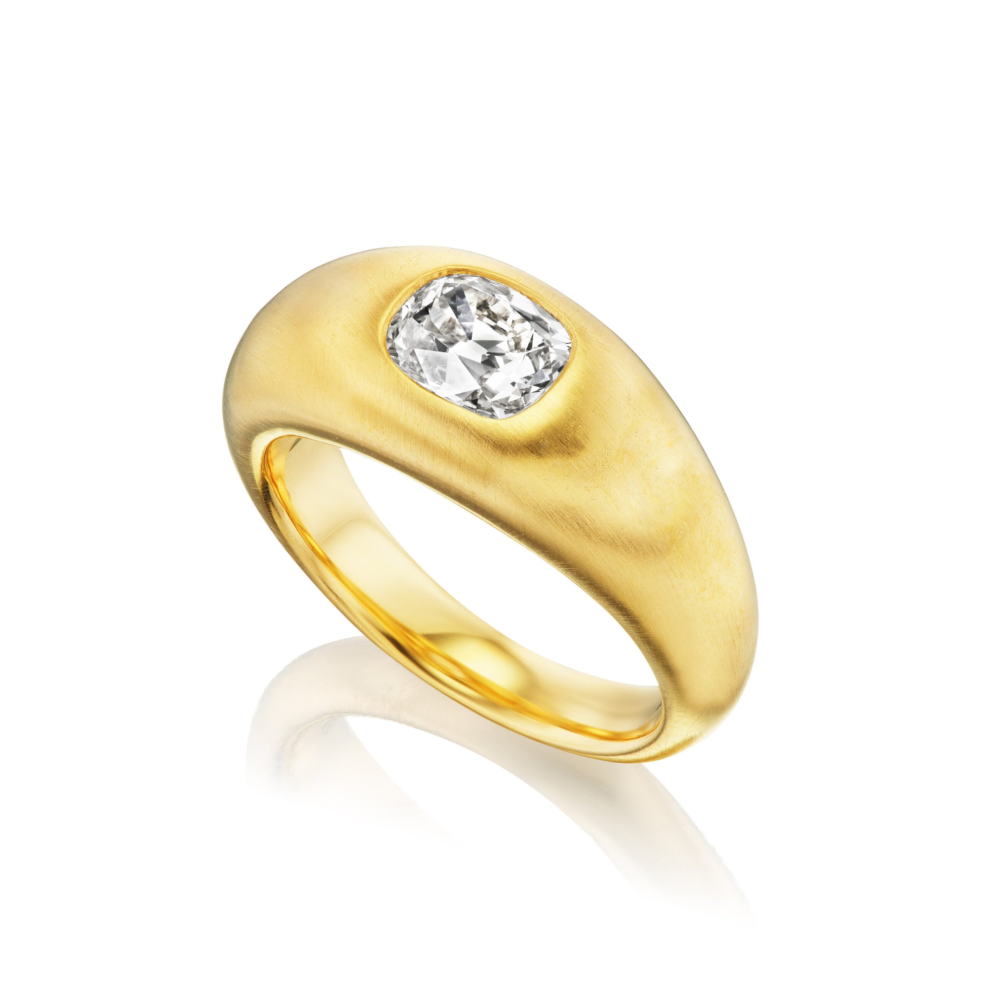Old Mine Brilliant Diamond Gypsy Ring - side view - Lauren Addison Jewelry
