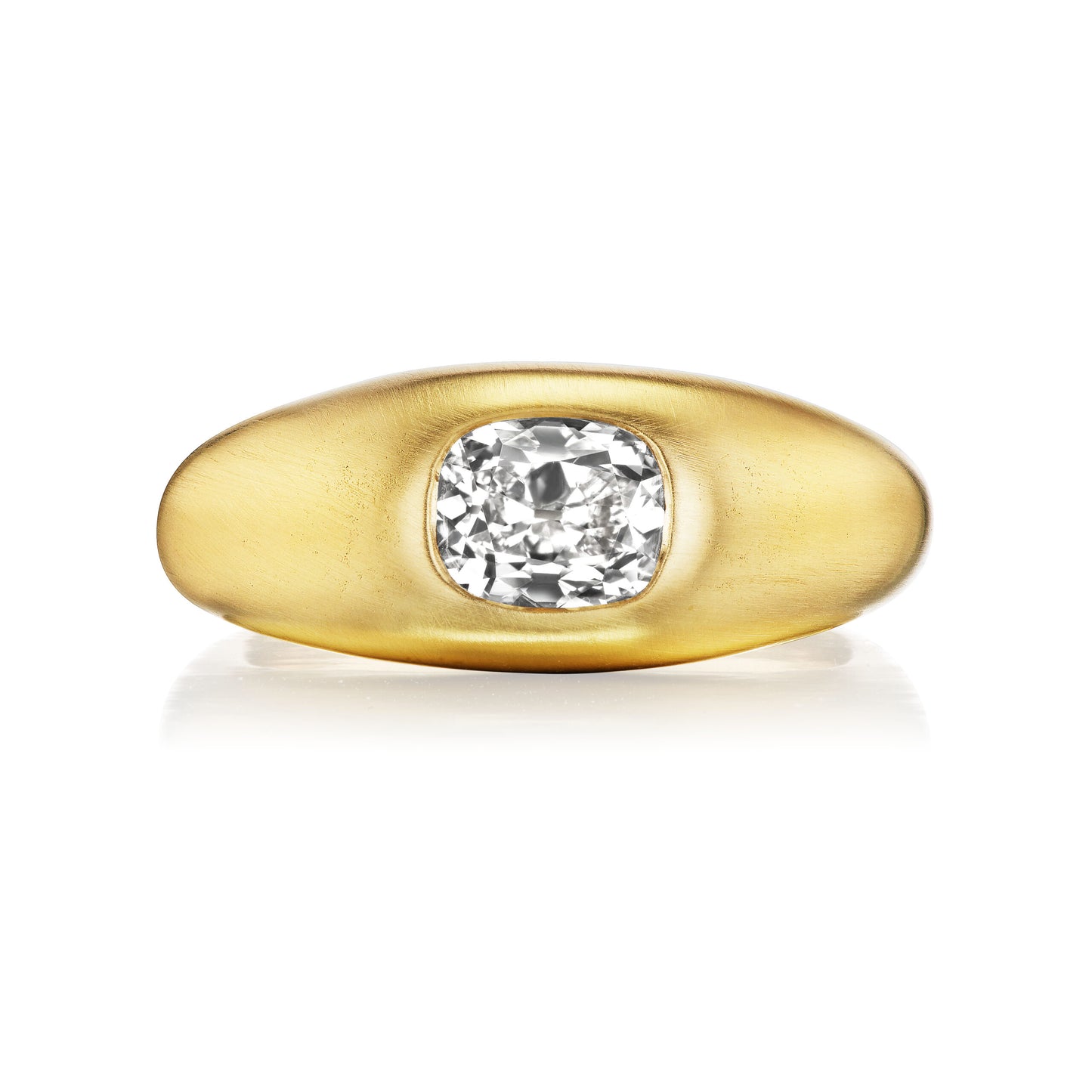 Old Mine Brilliant Diamond Gypsy Ring - front view - Lauren Addison Jewelry 