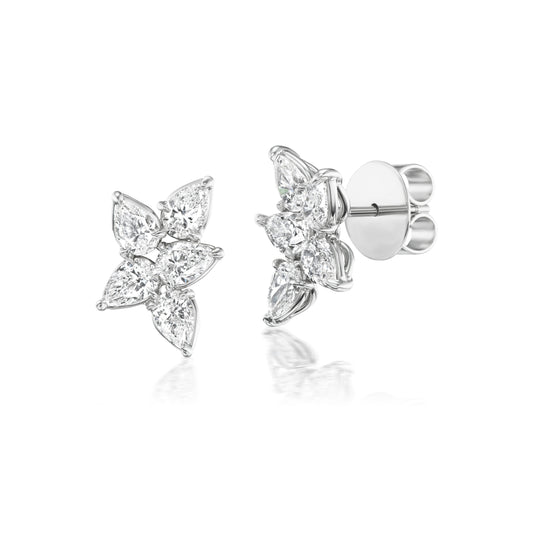 Pear-shaped Diamond Cluster Earrings - Lauren Addison Jewelry
