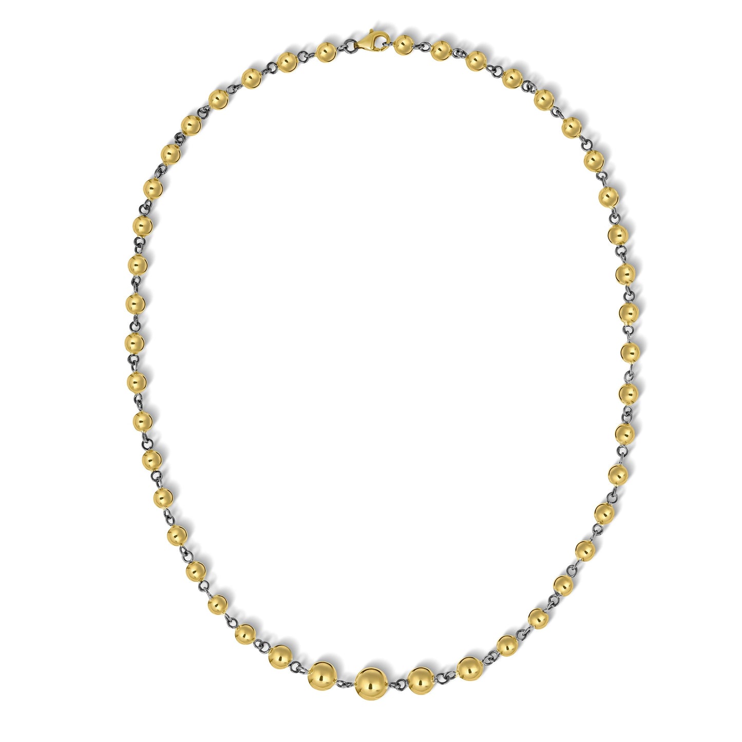 Graduating Yellow & Blackened Gold Ball Necklace
