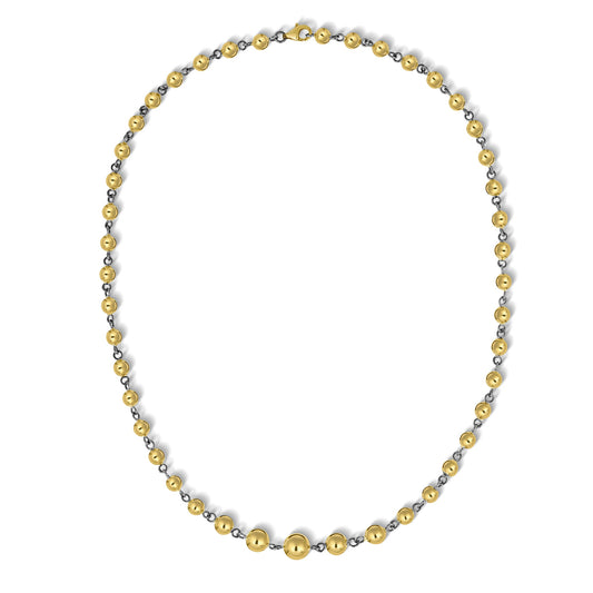 Graduating Yellow & Blackened Gold Ball Necklace