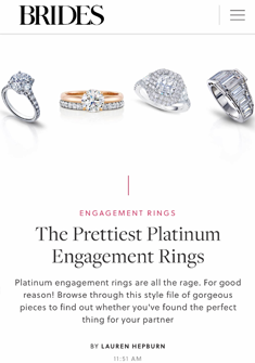 Platinum Ring feature in Brides Magazine