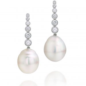 diamond and south sea pearl earrings