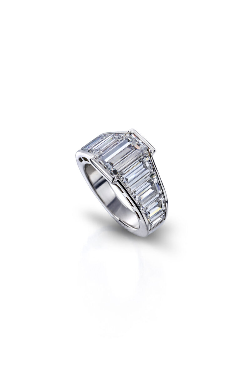 Graduated Baguette-Cut Diamond Ring