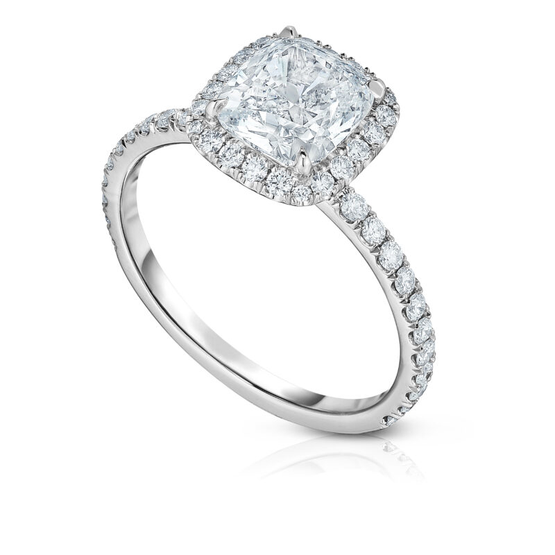 Cushion-Cut Diamond Ring with Halo