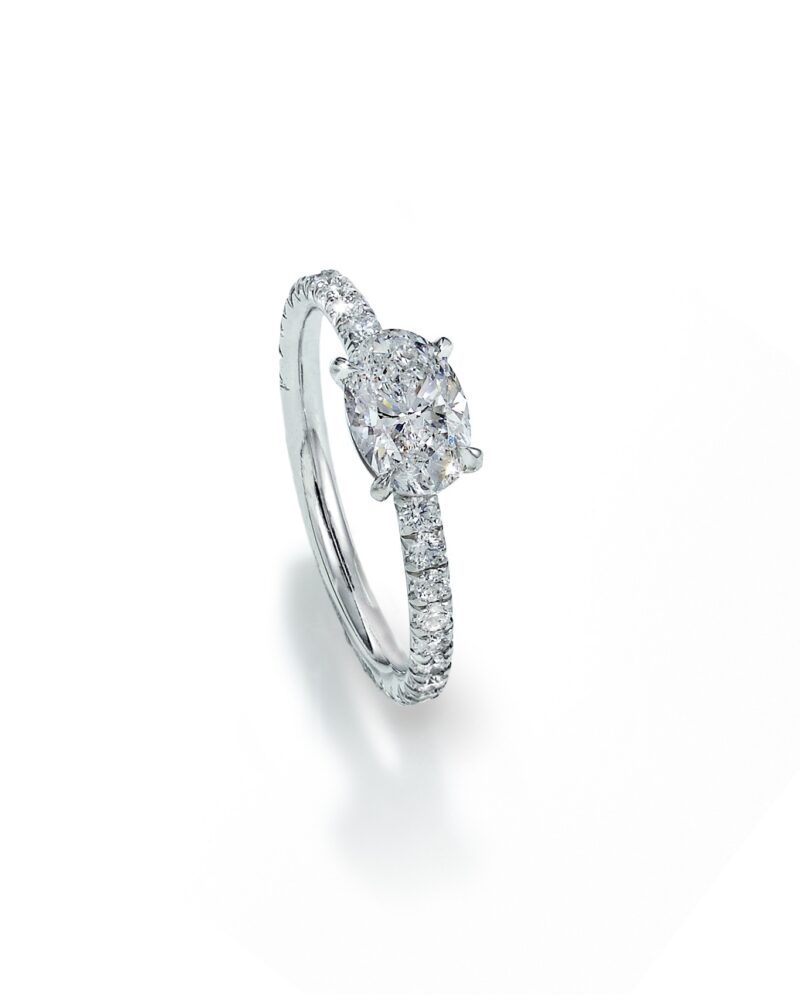 East-West Oval Diamond Engagement Ring