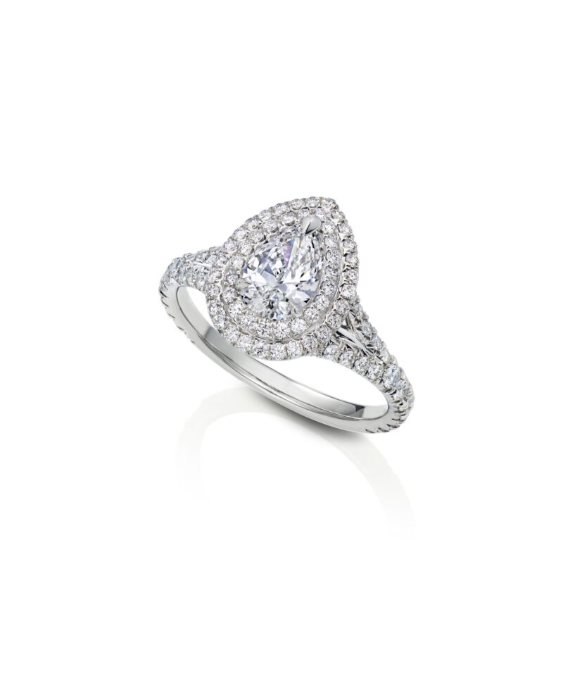 Pear-Shaped Double Halo Diamond Engagement Ring